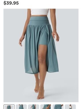 HALARA Mineral Blue 2-in-1 Midi Dance Skirt With Shorts